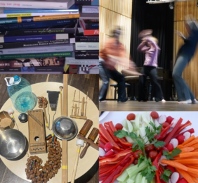 Bücher, Tanz, Instrumente und Buffet