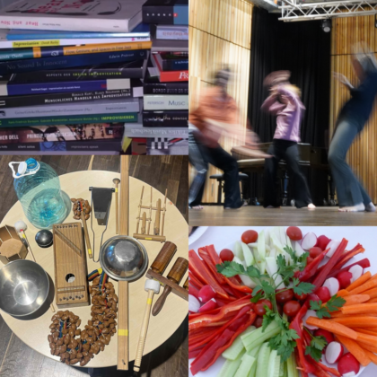 Bücher, Tanz, Instrumente und Buffet