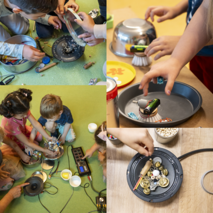 Kinder im Spiel mit ungewöhnlichen Klangerzeugern